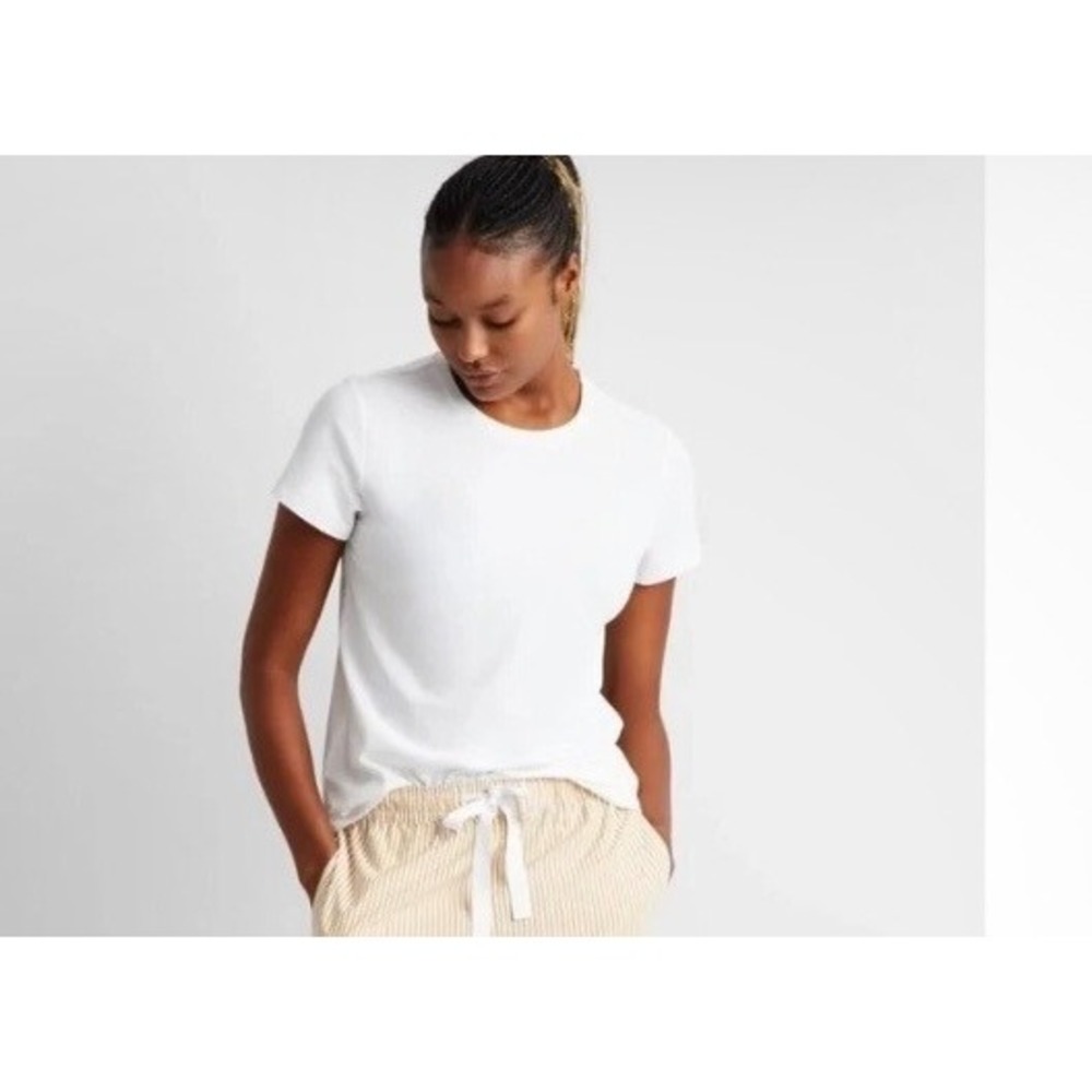 Womens State of Day Intimates Short Sleeve White Tee S NIP Cotton Tencel Spandex